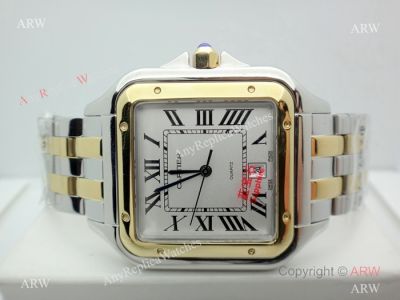 Panthere De Cartier Silver Dial Two Tone Men Watch 38mm